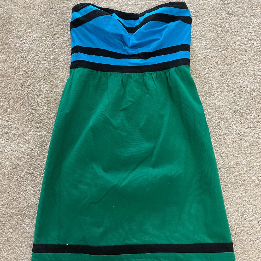 Strapless Green, Blue, Blacked Stripe The Limited Dress